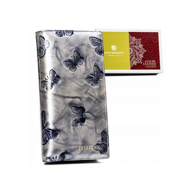 Portofol femrash Peterson PTN421431BFSILVER, lëkurë, model flutura, argjendtë