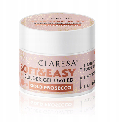 Xhel ndërtues për thonj Claresa Soft Easy Dancing Sparkles, 12g, light beige, me shkëlqim