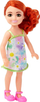 Kukull Barbie Chelsea flokkuqe, 15 cm, me fustan me lule, shumëngjyrëshe