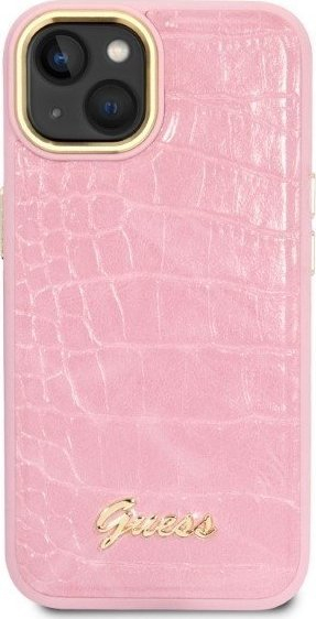 Futrollë telefoni Guess GUHCP14MHGCRHP, për iPhone 14 Plus, hardcase Croco, rozë