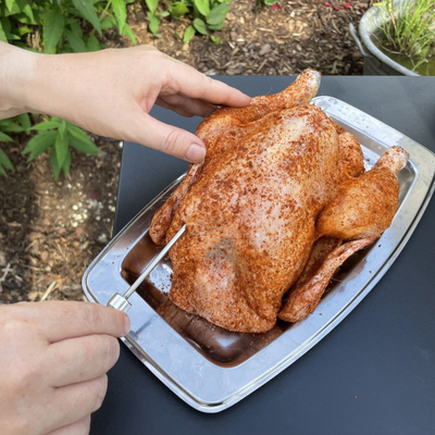 Termometër për mish TFA Dostmann Hyper BBQ 14.1513, wireless me app, sondë inoksi, i zi