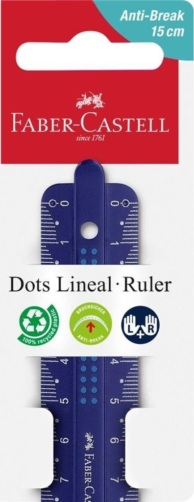 Vizore Faber-Castell Ruler Dots, 15cm, plastike, shumëngjyrëshe metalike