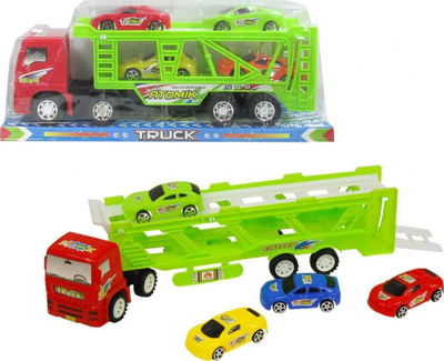 Set lodrash Trifox Car Transporter, rimorkio me 4 makina, shumëngjyrëshe