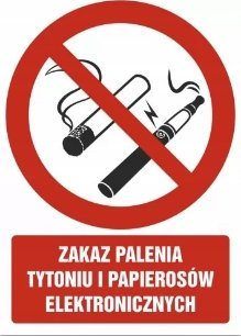 Shenjë paralajmëruese PROCERA TDC BH-GC071BKPN, ndalim duhanpirjeje, ndalim cigareve elektronike