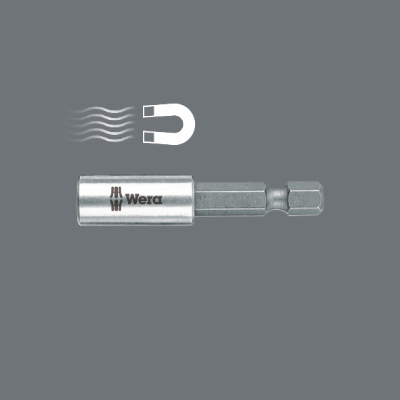 Mbajtës universal magnetik për bit Wera, çelik inox, lidhje 1/4", argjendtë
