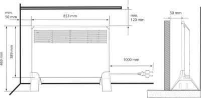 Ngrohës konvektor Ensto BETA10-MP, 1000 W, i bardhë