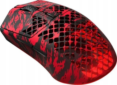 Maus lojrash SteelSeries Aerox 3 Wireless FaZe Clan Edition, super i lehtë 68 g, RGB, kuqe me të zezë