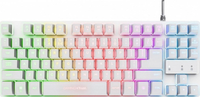 Tastierë gaming Trust GXT 833W Thado TKL, me kabllo, RGB, e bardhë