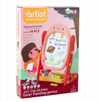 Dërrasë magnetike dyanshme për fëmijë Double-Sided Magnetic Board Penguin, 56 pjesë, rozë