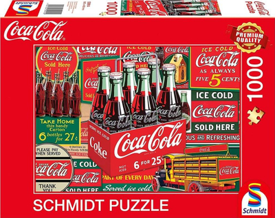 Puzzle Schmidt 59914 Coca Cola Classic, 1000 copa, motiv retro, shumëngjyrësh