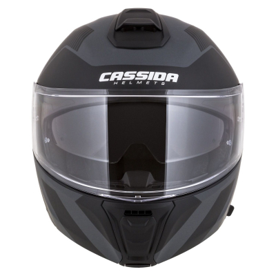 Helmetë moto Cassida Modulo 2.1 Profile Vision, integral modular, i zi mat gri reflektues