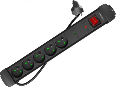 Shirit elektrik Lanberg SP1-05E-0500-BK, 5 presa, kabllo 5 m, i zi