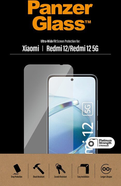 Xham mbrojtës PanzerGlass për ekranin, për Xiaomi Redmi 12 / Redmi 12 5G, transparent