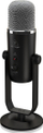 USB микрофон Behringer 2020, кондензаторски студиски, со слушалки и Mute, црн
