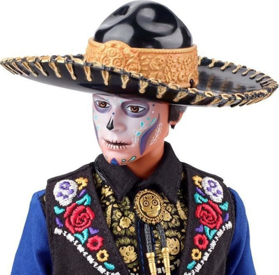 Колекционерска кукла Барби Сигначе Кен 2022 Día De Muertos, со додатоци, шаренолика