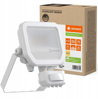 Projektor LED LEDVANCE Flood PFM 10 Sensor, 8W, 1100 lm, 3000K, IP65, i bardhë