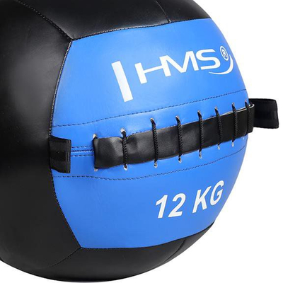 Top fitnesi HMS Wall Ball WLB, 12 kg, lëkurë sintetike, i zi