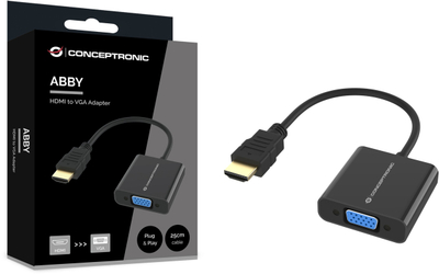 Адаптер HDMI во VGA Conceptronic ABBY20B, Full HD, црн