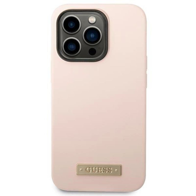 Mbulesë telefoni Guess për iPhone 14 Pro 6.1", njëngjyrëshe, rozë e hapur