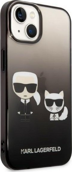 Kapak telefoni Karl Lagerfeld Ikonik Karl &amp; Choupette, për iPhone 14 Plus 6.7\", hardcase, gradient i zi