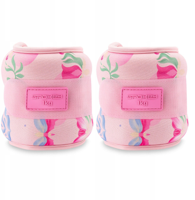 Pesha kyçi Spokey The Bloom Form, set 2x1kg, neopren, rozë me motive