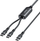 Kabllo USB-C Unitek 2n1 PD 100W, silikon, 1.8m, e zezë