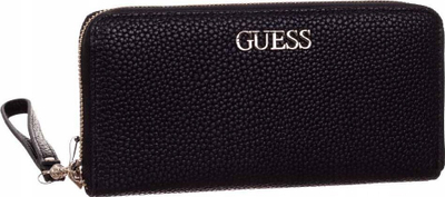 Портфел Guess Alby, текстил, со голем патент, црн, за жени