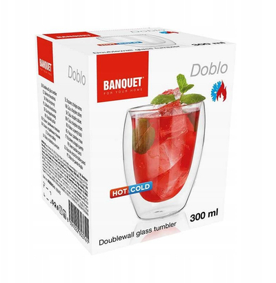 Стаклена чаша DOBLO Double Walled, 300 ml, транспарентна