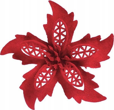 Lule dekorative Titanum Flocked Poinsettia, set 2 copë, 11.5 cm, të kuqe