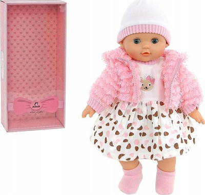 Kukull bebe Adar 516724, 40cm, me zë polonisht, rozë gri