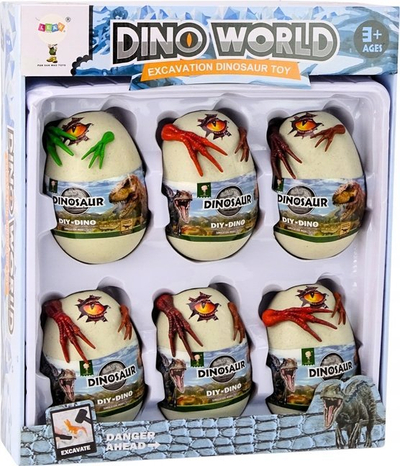 Set kreativ arkeologjik për fëmijë Creative Ice Eggs With Dinosaurs, 6 vezë, dinosaurë plastikë, shumëngjyrësh
