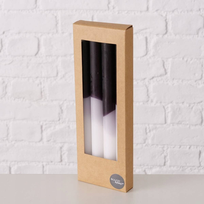 Set qirinj dekorativë Boltze Simple, 25cm, 4 copë, gradient zi e bardhë