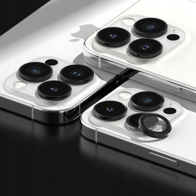 Mbrojtëse lente kamere Ringke për iPhone 15 Pro, xham i kalitur, aliazh alumini, e zezë