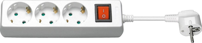 Продолжен кабел MicroConnect (GRU0033WS), 3 приклучоци, 3м, бел