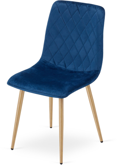 Set karrigesh Oskar Turin, kadife blu, këmbë dru lisi, 4 copë