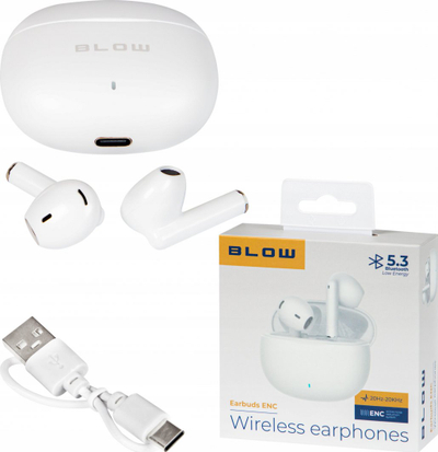 Kufje wireless Blow 32-824, ENC, me kuti karikimi, të bardha