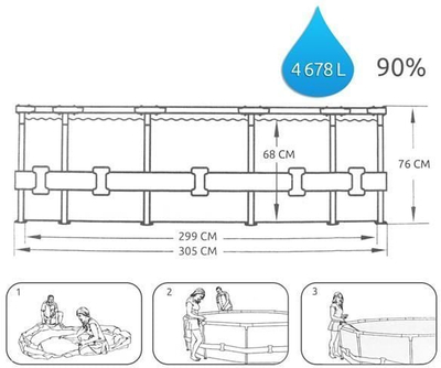 Pishinë Bestway Steel Pro, 305 x 76cm, me pompë filtruese, blu