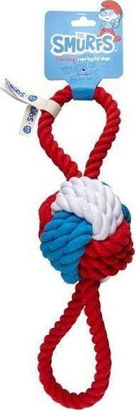 Lodër për qen Duvo+ Smurfs Toy Ball, me 2 litarë, 42 cm, shumëngjyrëshe