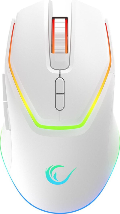 Maus за гејминг Rampage Vortex M1, безжичен, RGB, бел
