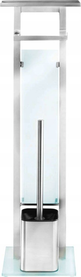 Set banjoje Wenko, mbajtëse letre tualeti me furçë WC, çelik inox dhe qelq, argjendtë