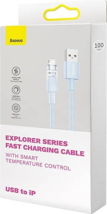 Kabllo USB Baseus CATS010003, USB A në Lightning, 1 m, blu
