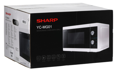 Furrë me mikrovalë Sharp YC-MG01EW, 20L, grill, mekanike, e bardhë