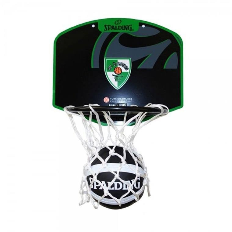Set mini-kosh basketbolli Spalding BC Zalgiris, për mur, me top mini, i zi jeshil