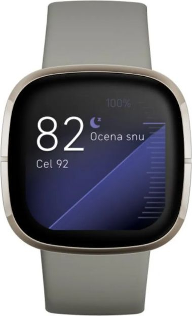 Ora e zgjuar Fitbit Sense, ekran AMOLED, GPS, gri argjendtë