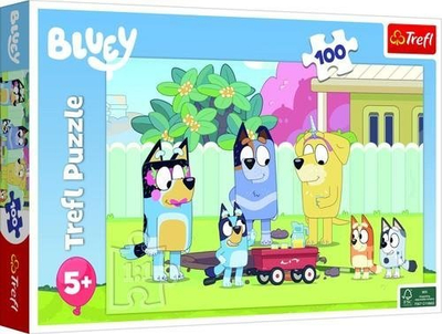 Puzzle TREFL Cheerful World Bluey, 100 copa, shumëngjyrëshe