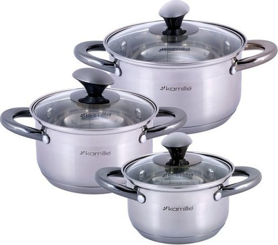 Set tenxheresh Kamille 4926 inoks, 1L 1.5L 2L, 6 copë, ngjyrë argjendtë