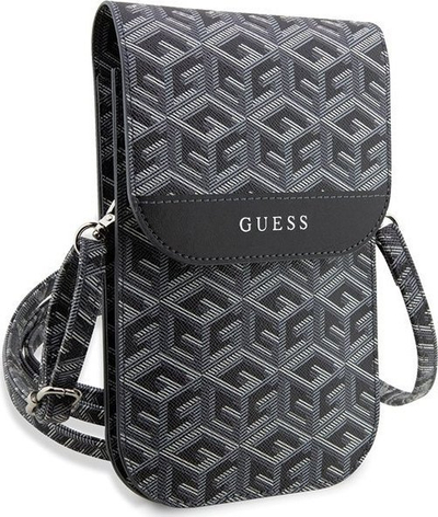Çantë crossbody Guess GCube Stripe, lëkurë ekologjike, me rrip që rregullohet, e zezë