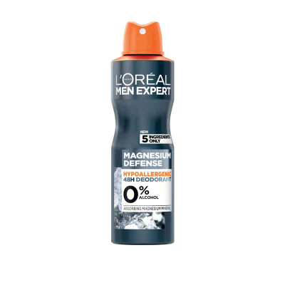 Deodorant L'Oreal Men Expert Magnesium Defend 0% Alcohol, 48H, 150 ml