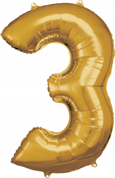 Balonë folie Amscan Super Shape, numri 3, 53 x 88 cm, ngjyrë ari