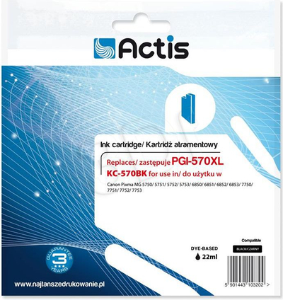 Ngjyrë e zezë Actis për printer Canon KC-570Bk